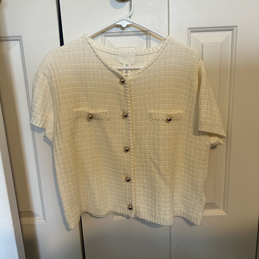 H&M Off-White Textured Knit Top